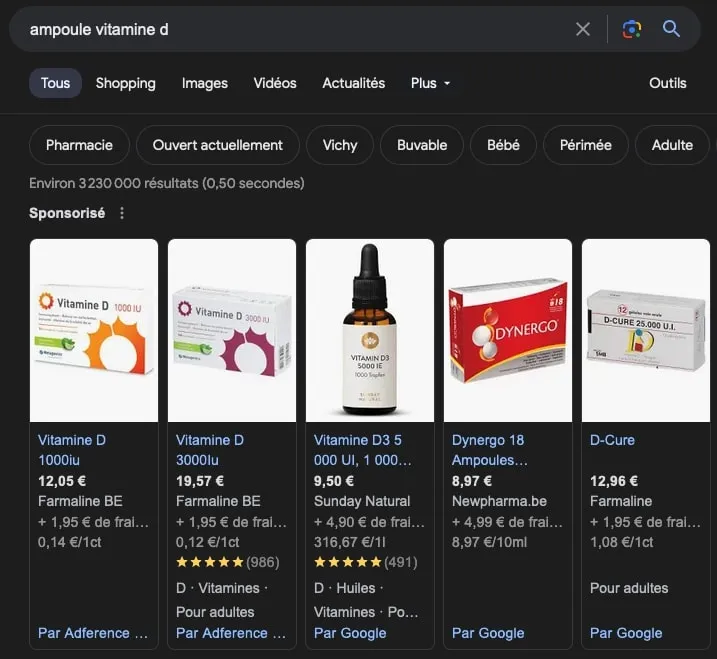 carrousel annonce google shopping