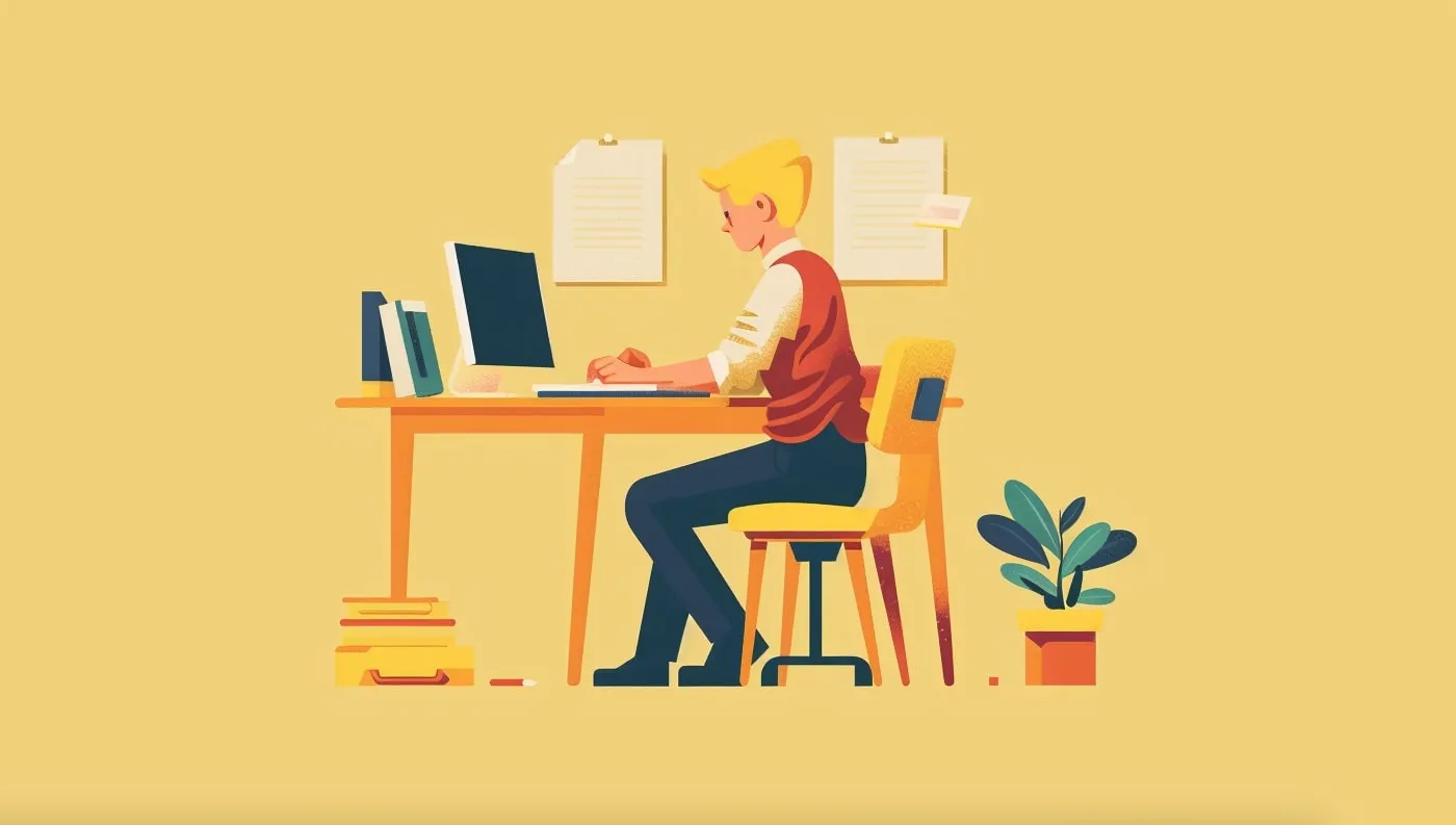 Rédacteur au travail sur un texte optimisé
