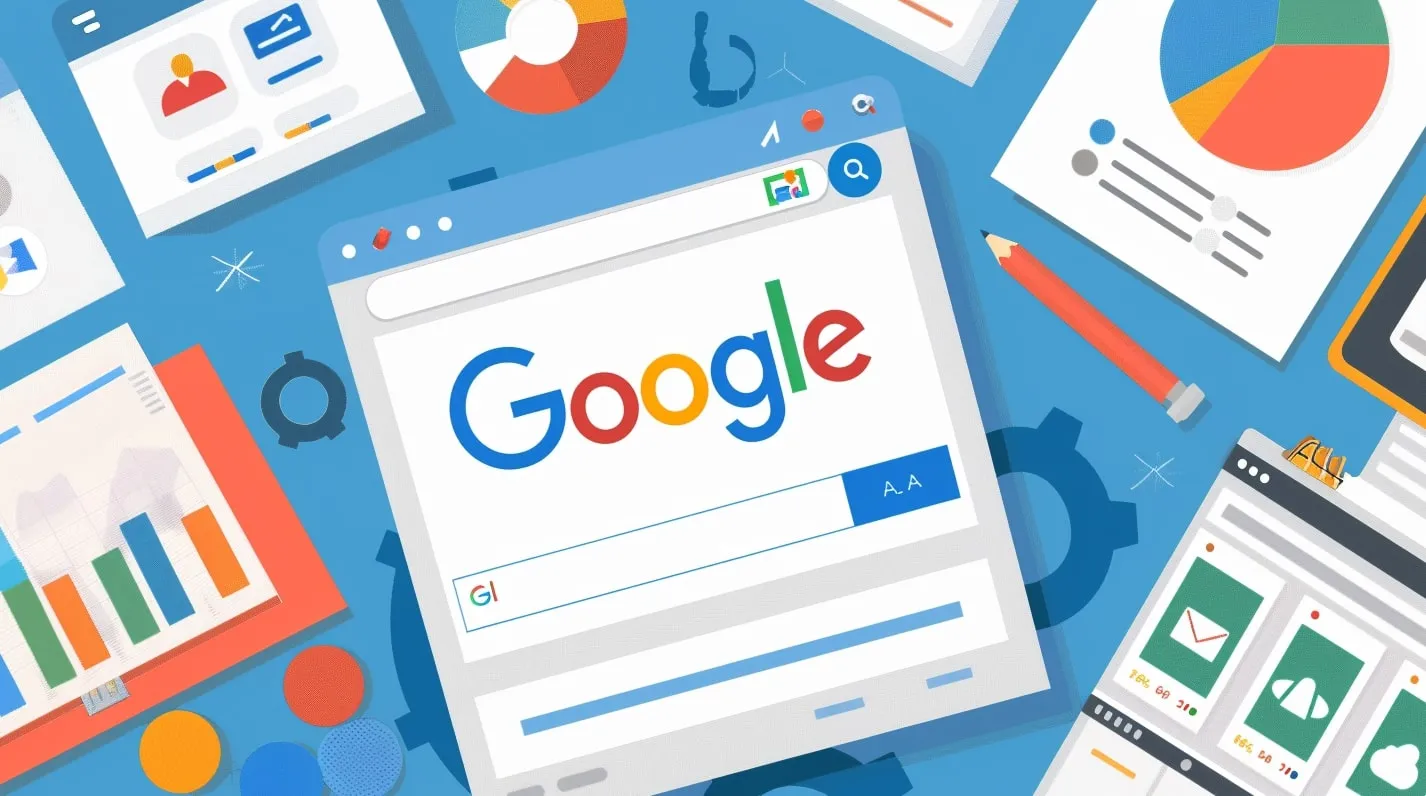 Page de recherche Google entourée d’outils d’analyse